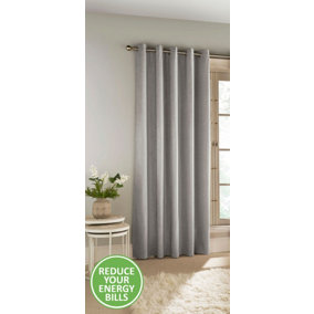 Enhanced Living 100% Blackout Thermal Grey Velvet Chenille Eyelet Door Curtain Single 66 x 84 inch (168x214cm)