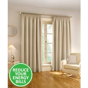 Enhanced Living 100% Blackout Thermal Natural Linen Look Tape Top Curtains   Pair 46 x 90 inch (117x229cm)
