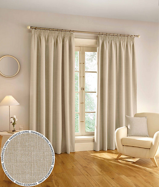 Enhanced Living 100 Blackout Thermal Natural Linen Look Tape Top Curtains Pair 66 X 54 Inch 168x137cm Diy At B Q