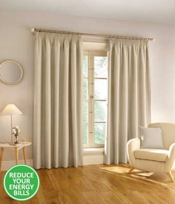 Enhanced Living 100% Blackout Thermal Natural Linen Look Tape Top Curtains   Pair 66 x 90 inch (168x229cm)