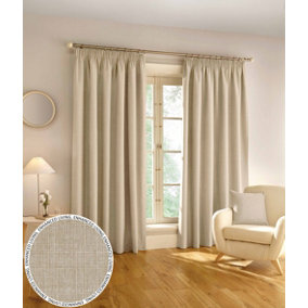 Enhanced Living 100% Blackout Thermal Natural Linen Look Tape Top Curtains   Pair 90 x 90 inch (229x229cm)