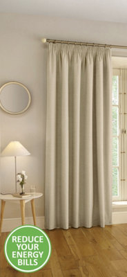 Enhanced Living 100% Blackout Thermal Natural Linen Look Tape Top Door Curtain Single 66 x 84 inch (168x214cm)