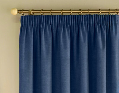 Enhanced Living 100% Blackout Thermal Navy Linen Look Tape Top Curtains   Pair 66 x 54 inch (168x137cm)