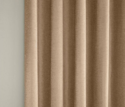 Enhanced Living 100% Blackout Thermal Sand Natural Velvet Chenille Eyelet Curtains   Pair 90 x 108 inch (229x274cm)