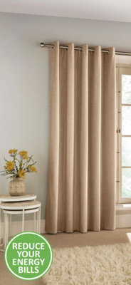 Enhanced Living 100% Blackout Thermal Sand Velvet Chenille Eyelet Door Curtain Single 66 x 84 inch (168x214cm)