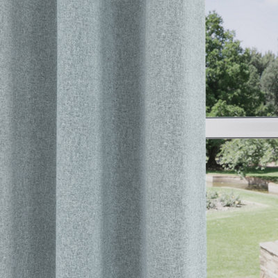 Enhanced Living Austin 100% Blackout, Thermal Blue Curtains with Eyelet Header (PAIR) - 90x72 inch (229x183cm)