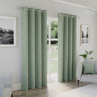 Enhanced Living Austin 100% Blackout, Thermal Green Curtains with Eyelet Header (PAIR) - 90x90 inch (229x229cm)