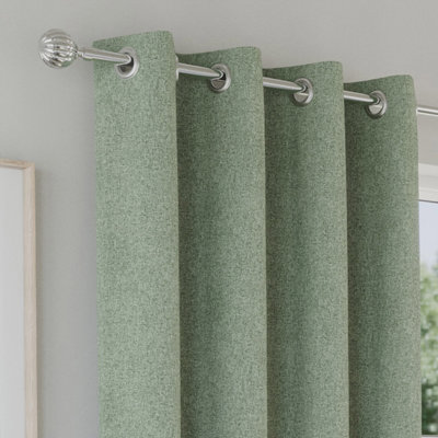 Enhanced Living Austin 100% Blackout, Thermal Green Curtains with Eyelet Header (PAIR) - 90x90 inch (229x229cm)