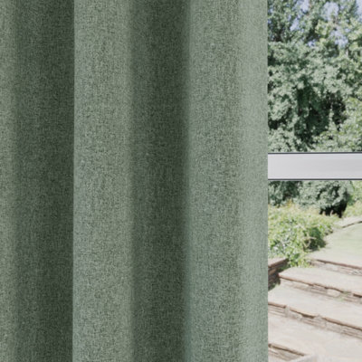 Enhanced Living Austin 100% Blackout, Thermal Green Curtains with Eyelet Header (PAIR) - 90x90 inch (229x229cm)