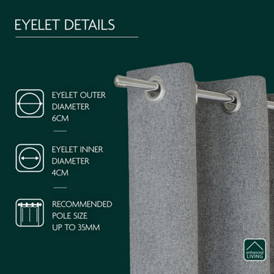 Enhanced Living Austin 100% Blackout, Thermal Grey Curtains with Eyelet Header (PAIR) - 46x54 inch (117x137cm)