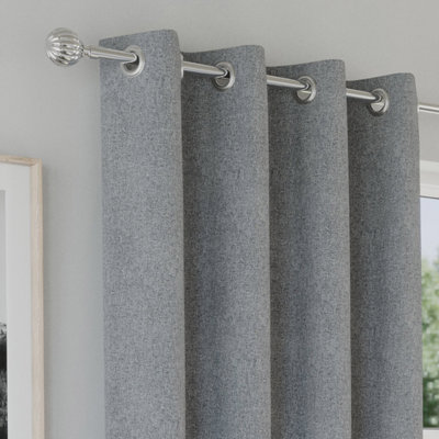 Enhanced Living Austin 100% Blackout, Thermal Grey Curtains with Eyelet Header (PAIR) - 46x54 inch (117x137cm)