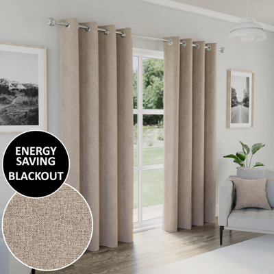 Enhanced Living Austin 100% Blackout, Thermal Natural Curtains with Eyelet Header (PAIR) - 90x72 inch (229x183cm)
