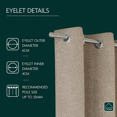 Enhanced Living Austin 100% Blackout, Thermal Natural Curtains with Eyelet Header (PAIR) - 90x72 inch (229x183cm)