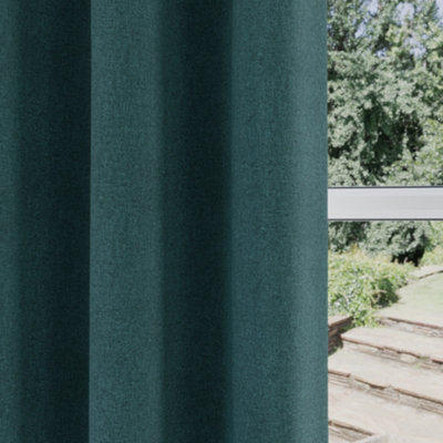 Enhanced Living Austin 100% Blackout, Thermal Teal Curtains with Eyelet Header (PAIR) - 66x54 inch (168x137cm)