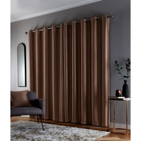 Enhanced Living Goodwood Bronze Thermal, Energy Saving, Dimout Eyelet Pair of Curtains with Wave Pattern 66 x 54 inch (168x137cm)