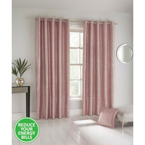 Enhanced Living Halo Pink Metallic Thermal Blockout Eyelet Curtains - 90 x 90 inch (229 x 229cm)