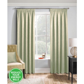 Enhanced Living Matrix Green 46 x 54 inch (117x137cm) Tape Top Thermal Noise reducing Dim Out Curtains