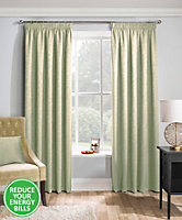 Enhanced Living Matrix Green 66 x 54 inch (168x137cm) Tape Top Thermal Noise reducing Dim Out Curtains