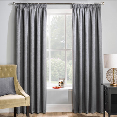 Enhanced Living Matrix Grey Silver 46 x 72 inch (117x183cm) Tape Top Thermal Noise reducing Dim Out Curtains (PAIR)