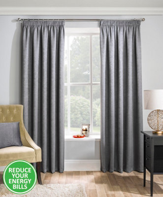 Enhanced Living Matrix Grey Silver 66 x 72 inch (168x183cm) Tape Top Thermal Noise reducing Dim Out Curtains