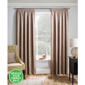 Enhanced Living Matrix Latte Natural 46 x 54 inch (117x137cm) Tape Top Thermal Noise reducing Dim Out Curtains