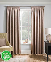 Enhanced Living Matrix Latte Natural 90 x 108 inch (229x274cm) Tape Top Thermal Noise reducing Dim Out Curtains