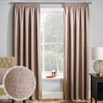 Enhanced Living Matrix Latte Natural 90 x 108 inch (229x274cm) Tape Top Thermal Noise reducing Dim Out Curtains