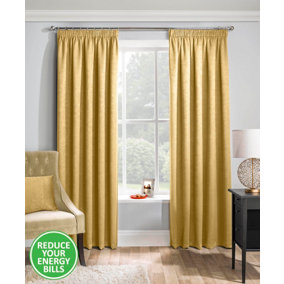 Enhanced Living Matrix Ochre 90 x 90 inch (229x229cm) Tape Top Thermal Noise reducing Dim Out Curtains