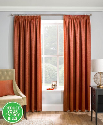 Enhanced Living Matrix Orange 46 x 54 inch (117x137cm) Tape Top Thermal Noise reducing Dim Out Curtains