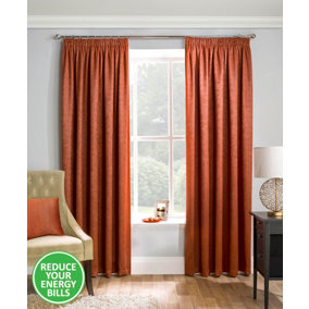 Enhanced Living Matrix Orange 46 x 90 inch (117x229cm) Tape Top Thermal Noise reducing Dim Out Curtains