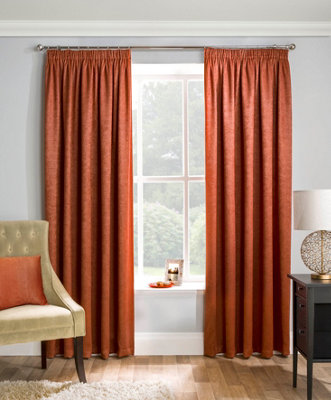 Enhanced Living Matrix Orange 66 x 54 inch (168x137cm) Tape Top Thermal Noise reducing Dim Out Curtains
