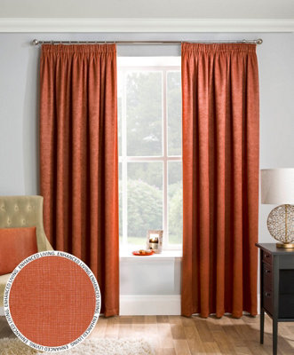 Enhanced Living Matrix Orange 66 x 54 inch (168x137cm) Tape Top Thermal Noise reducing Dim Out Curtains