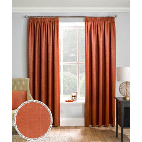 Enhanced Living Matrix Orange 66 x 90 inch (168x229cm) Tape Top Thermal Noise reducing Dim Out Curtains