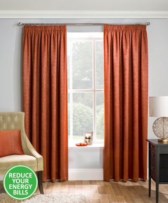 Enhanced Living Matrix Orange 90 x 72 inch (229x183cm) Tape Top Thermal Noise reducing Dim Out Curtains