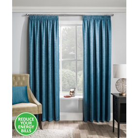 Enhanced Living Matrix Teal 46 x 54 inch (117x137cm) Tape Top Thermal Noise reducing Dim Out Curtains
