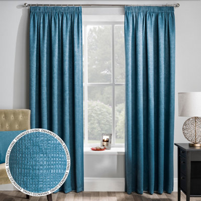 Enhanced Living Matrix Teal 90 x 54 inch (229x137cm) Tape Top Thermal Noise reducing Dim Out Curtains