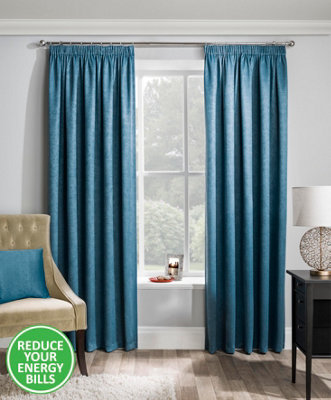 Enhanced Living Matrix Teal 90 x 72 inch (117x137cm) Tape Top Thermal Noise reducing Dim Out Curtains