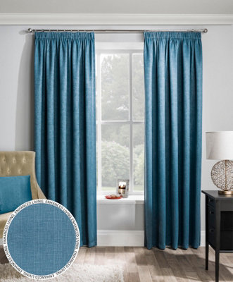 Enhanced Living Matrix Teal 90 x 90 inch (229x229cm) Tape Top Thermal Noise reducing Dim Out Curtains