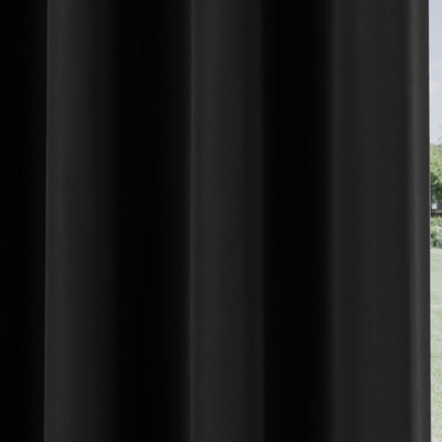 Enhanced Living Nightfall Plain Supersoft Black Thermal Blockout Eyelet Curtains - 66 x 72 inch (168 x 183cm)