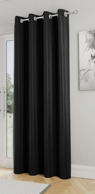 Enhanced Living Nightfall Plain Supersoft Black Thermal Blockout Single Eyelet Door Curtain - 66 x 84 inch (168 x 214cm)
