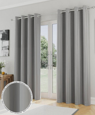 Enhanced Living Nightfall Plain Supersoft Grey Thermal Blockout Eyelet Curtains - 46 x 72 inch (117 x 183cm)