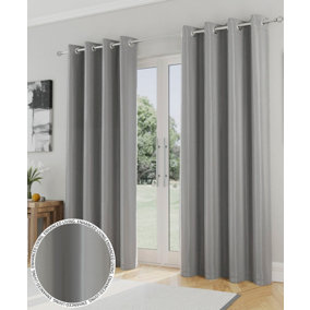 Enhanced Living Nightfall Plain Supersoft Grey Thermal Blockout Eyelet Curtains - 66 x 54 inch (168 x 137cm)