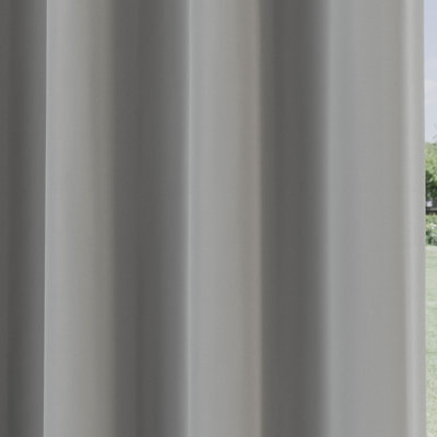 Enhanced Living Nightfall Plain Supersoft Grey Thermal Blockout Single Eyelet Door Curtain - 66 x 84 inch (168 x 214cm)
