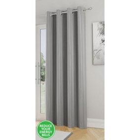 Enhanced Living Nightfall Plain Supersoft Grey Thermal Blockout Single Eyelet Door Curtain - 66 x 84 inch (168 x 214cm)