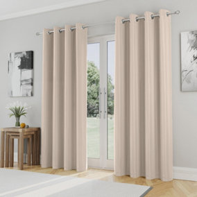 Enhanced Living Nightfall Plain Supersoft Natural Thermal Blockout Eyelet Curtains - 46 x 54 inch (117 x 137cm)