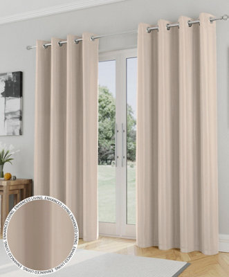 Enhanced Living Nightfall Plain Supersoft Natural Thermal Blockout Eyelet Curtains - 46 x 54 inch (117 x 137cm)