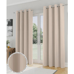 Enhanced Living Nightfall Plain Supersoft Natural Thermal Blockout Eyelet Curtains - 66 x 90 inch (168 x 229cm)