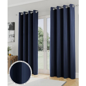 Enhanced Living Nightfall Plain Supersoft Navy Thermal Blockout Eyelet Curtains - 66 x 54 inch (168 x 137cm)