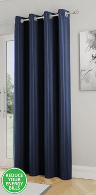 Enhanced Living Nightfall Plain Supersoft Navy Thermal Blockout Single Eyelet Door Curtain - 66 x 84 inch (168 x 214cm)