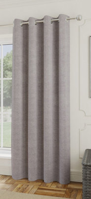 Enhanced Living Royale Silver Room Darkening Boucle Readymade Door Curtain Single - 66 x 84 inch (168x214cm)